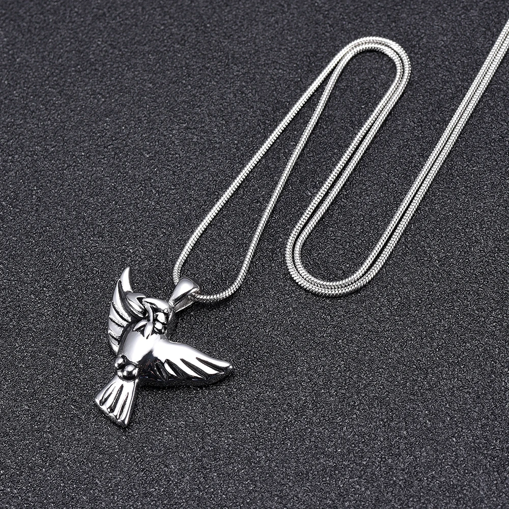 

IJD9974 Hold olive branch Bird Stainless Steel Pet Rmembrance Necklace Ashes Holder Keepsake Cremation Urn Jewelry With Funnel