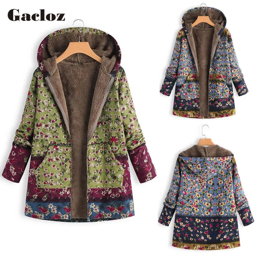 Женская рождественская зимняя теплая верхняя одежда с цветочным принтом