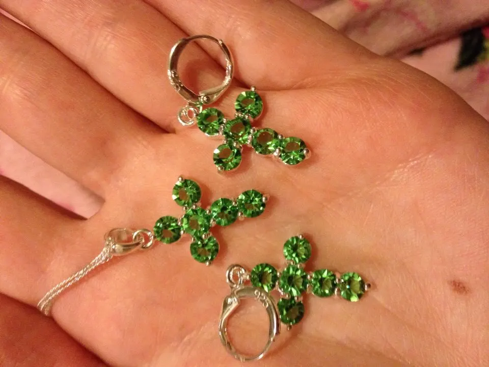 Комплект из колье и серёг серебра 925 пробы с австрийским кристаллом|jewelry dresser|jewelry