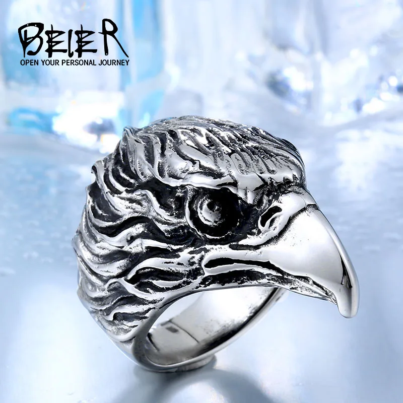 Drop Ship 316L Stainless Steel For Man High Quality Cool Punk Eagle Men's Animal Ring BR8-436