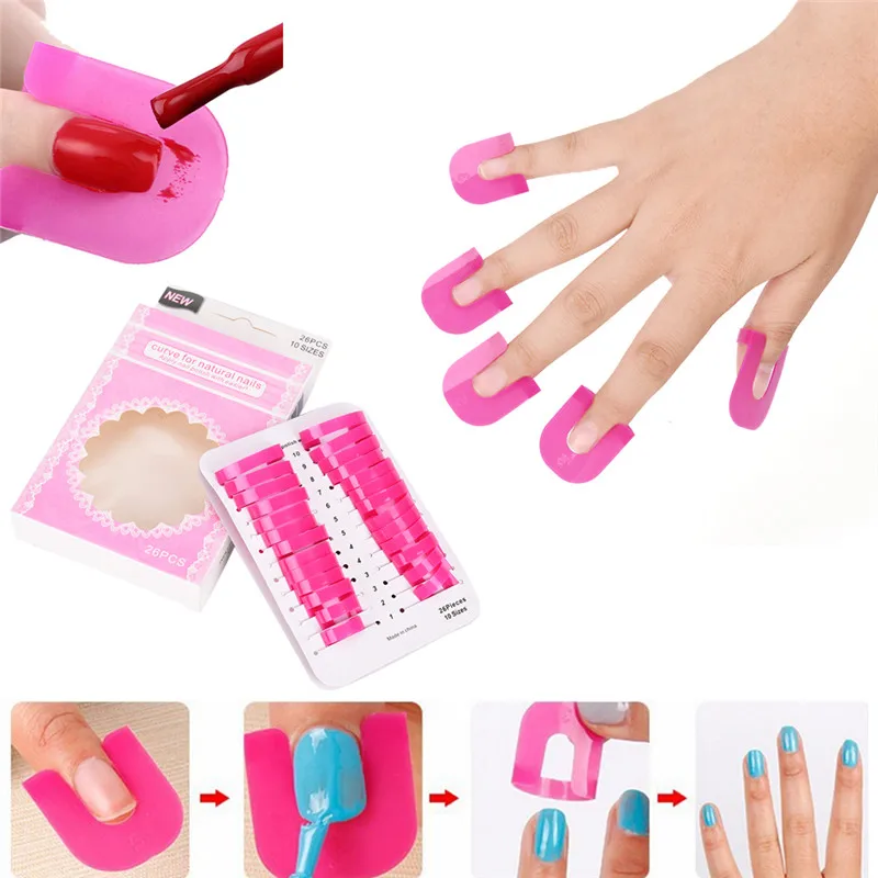 

26PCS/ Professional Pack Salon Manicure Creative Nail Art Protector Polish Molds for UV Gel/Varnish/Coat & French Tips
