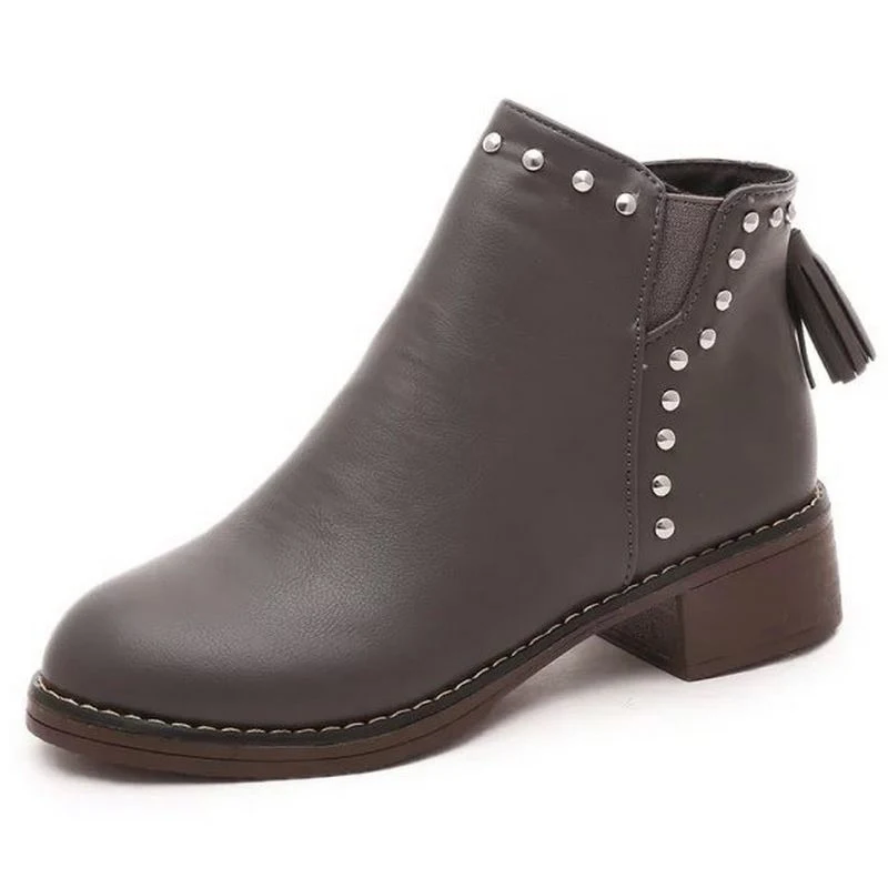 Высокое качество Женская обувь Осень Женщин Сапоги Заклепки Женские Моды