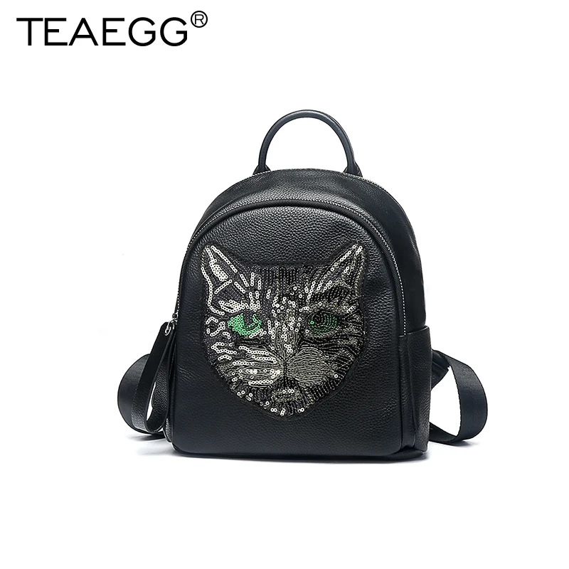TEAEGG женский рюкзак с принтом кошки из коровьей кожи уличный тренд персональный