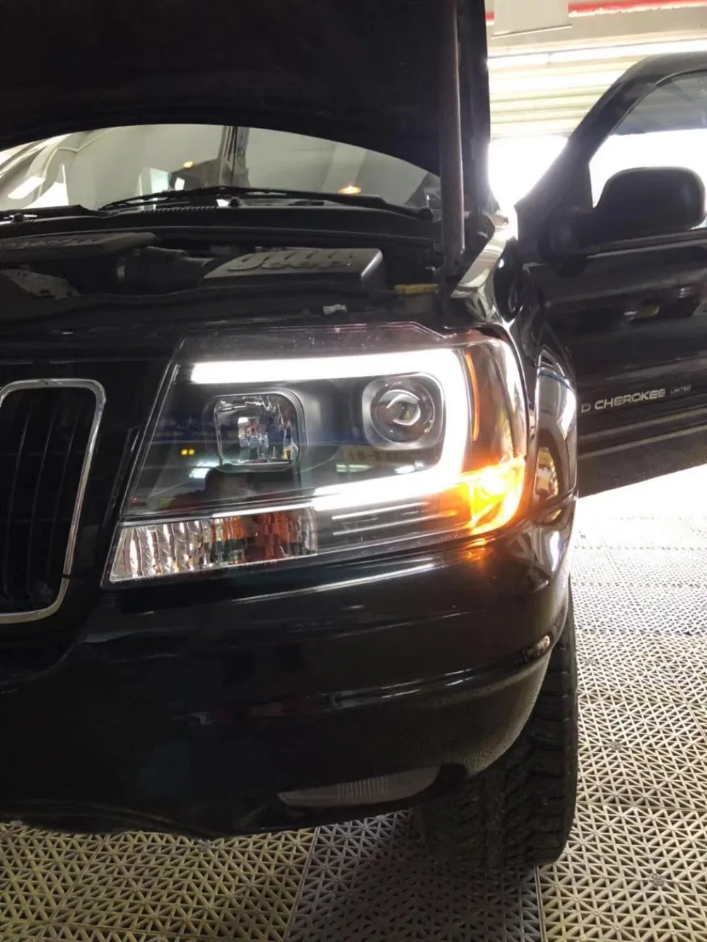Автомобильный Стильный чехол на голову для Jeep Grand Cherokee фары 1991-2004 светодиодный фонарь DRL Объектив Двойной Луч би-ксенон HID