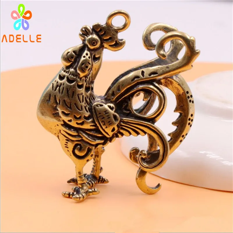 100% Твердый латунный кран винтажный куриный резной брелок ручной работы