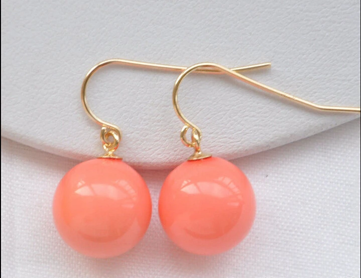 Милые женские свадебные украшения 12 мм розовые коралловые круглые жемчужные