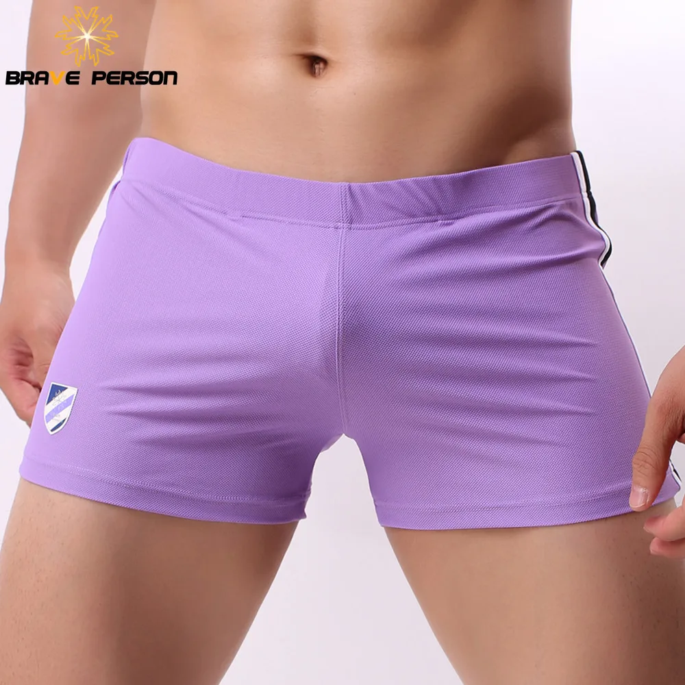 2019 Brand BRAVE PERSON Underwear Boxer Shorts Mesh Breathable Fabric Low-waist Sexy Mens solid Boxers Penis Pouch Casual Shorts