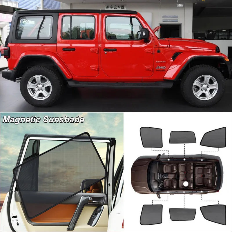 

Car Side Windows Magnetic Sun Shade UV Protection Ray Blocking Mesh Visor For Jeep Wrangler Curtain Accessories