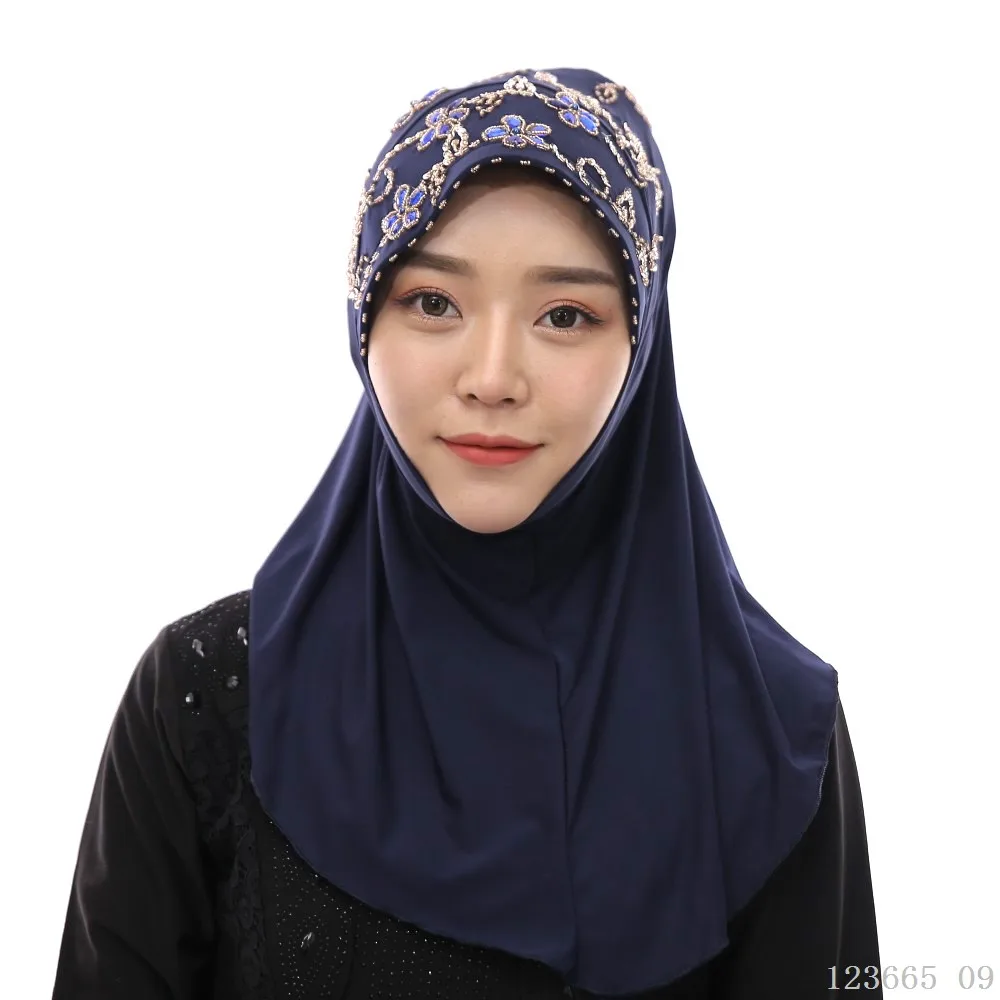 women hijab Восточный халат из марокена абайя хиджаб индонезийский мусульманское платье платок твердый тюрбан Малайзия тюрбант бисером капюшон легкий Чехол хиджаб шарф - Цвет: women hijab