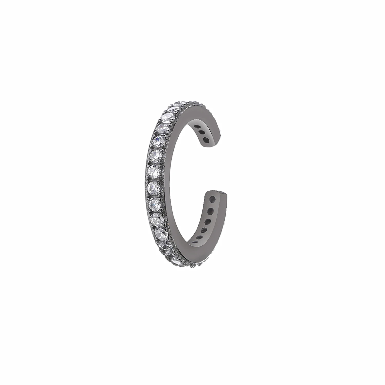 black with clear CZ Moonmory, 925 пробы, серебро, 12 стилей, одинарные каффы для ушей, перекрещивающиеся и радужные сверкающие каффы для ушей с фианитами, серьги-клипсы - Окраска металла: black with clear CZ