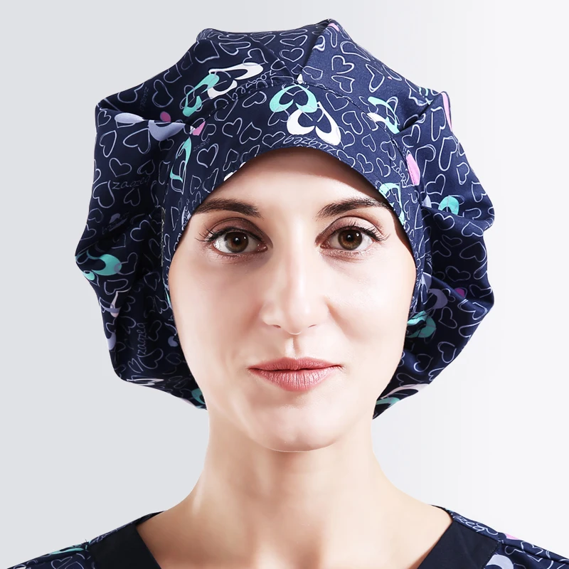 Bouffant Doctor хирургическая кепка для женщин серое сердце медицинские операционные шапочки полиэфирные часы Регулируемые длинные волосы шеф-повара стоматологической работы шляпы