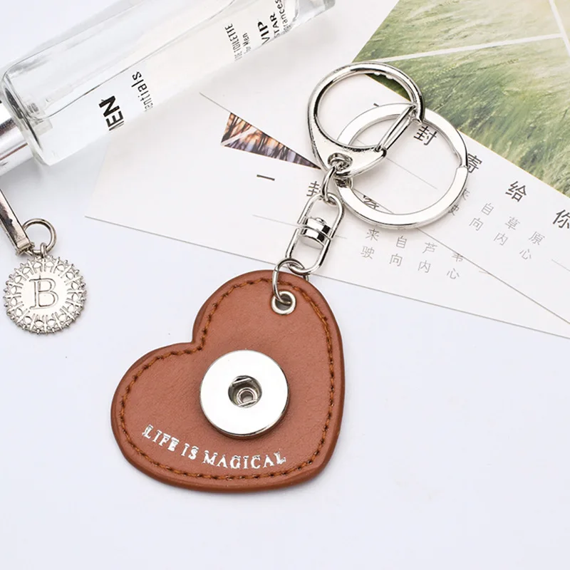Модный 8 видов цветов Брелок с сердечком кожаный брелок кнопками подходит для DIY 18