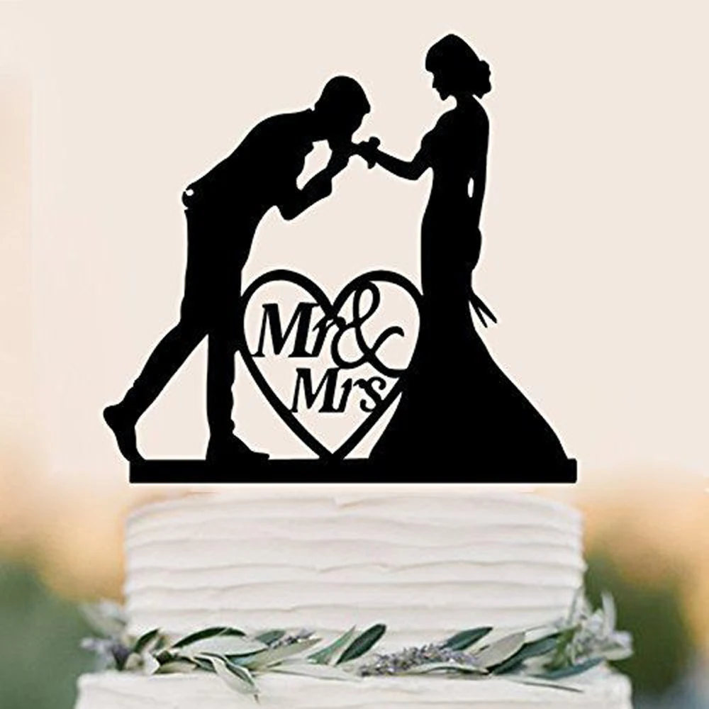 Топпер для свадебного торта Love Свадебный с силуэтом Mr и Mrs свадебные украшения