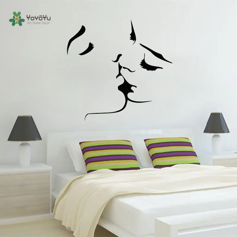 Хит продаж виниловые настенные наклейки YOYOYU с надписью Love Couple Kiss современный