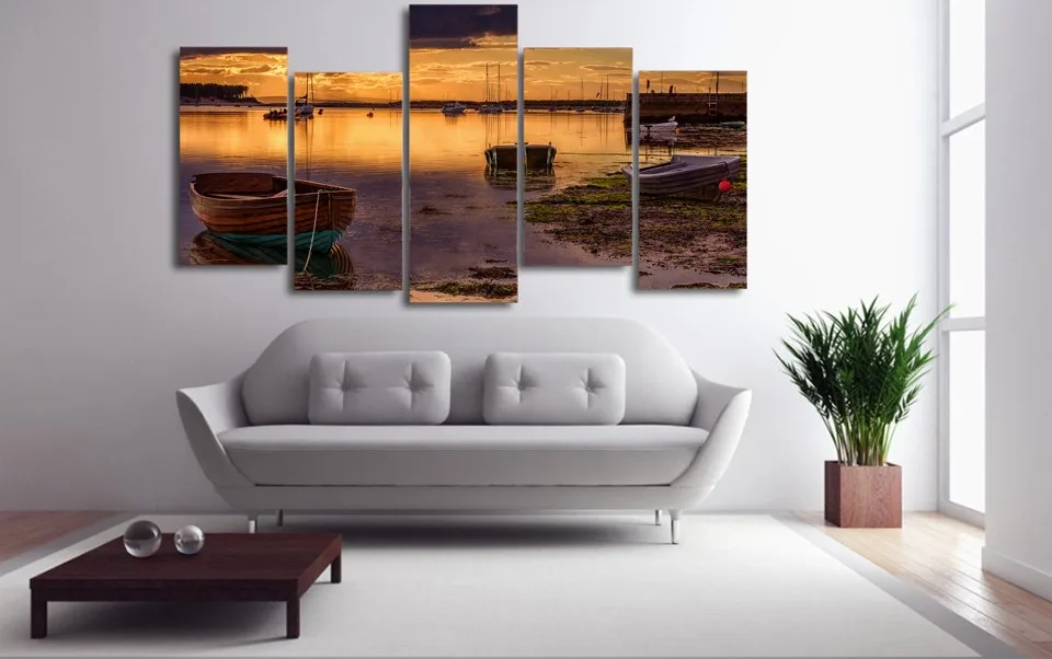 Настенный плакат на неглубоководье озеро лодка стена картины для гостиной без