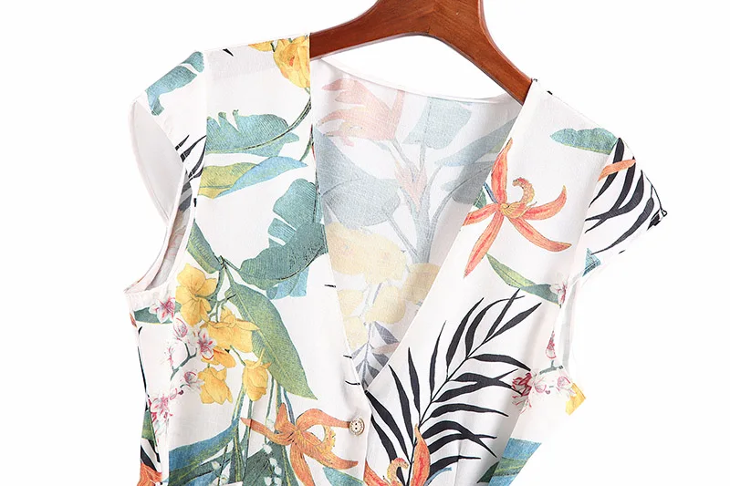 OMONSIM women vintage v-neck short-sleeved ruffled print dress casual retro female dresses vestidos mujer 0335 | Женская одежда