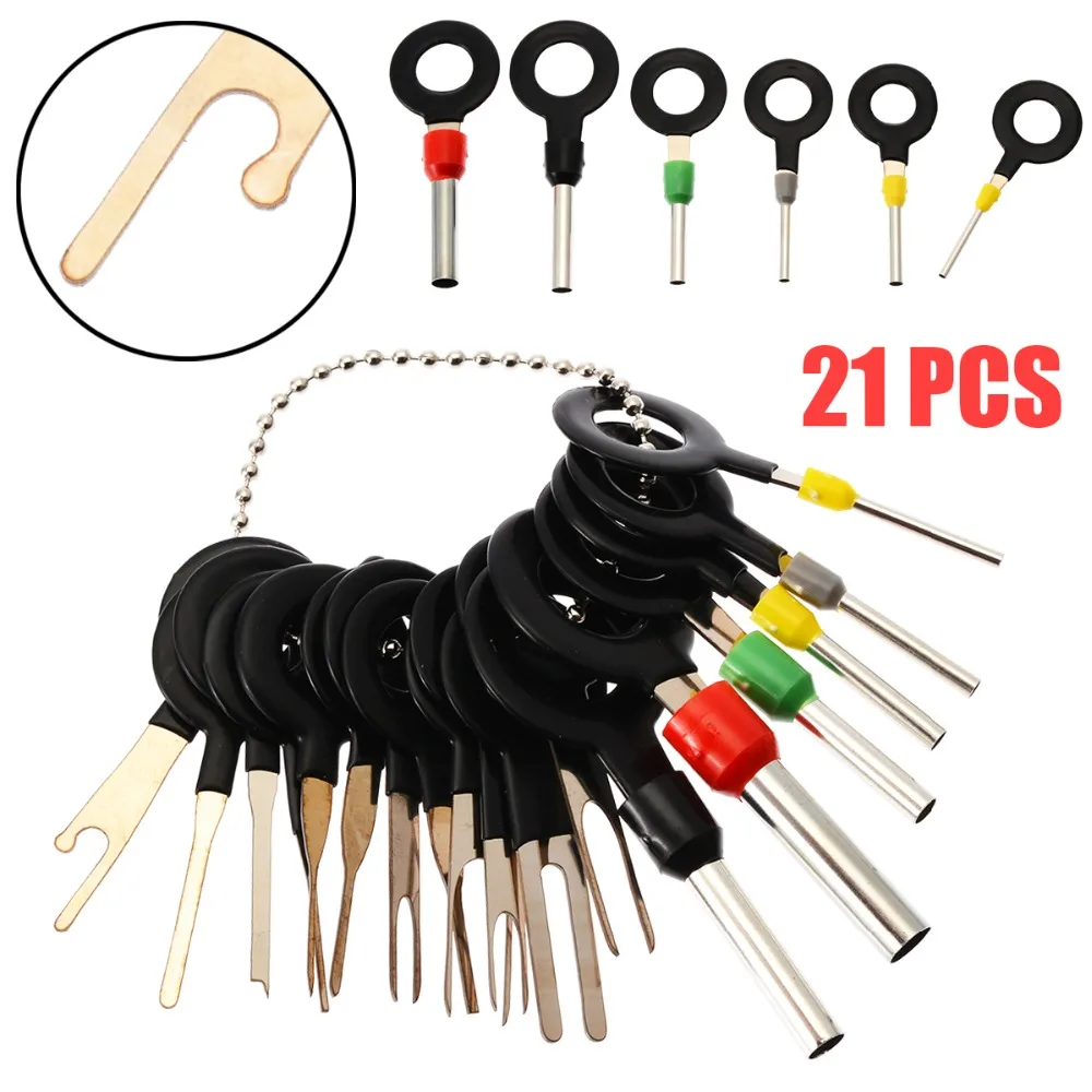 

21pcs/set Car Audio Terminal Removal Key Wiring Crimp Connector Pin Removal Key Tool Kit For Car Truck Audio Tools