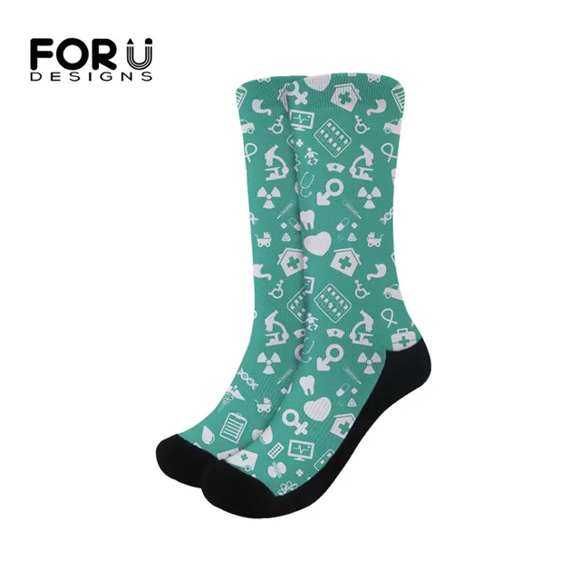 FORUDESIGNS/женские носки из хлопка; сезон осень-зима; женские повседневные носки с милым рисунком медсестры; Модные женские высокие носки с героями мультфильмов; - Цвет: H8629Z46