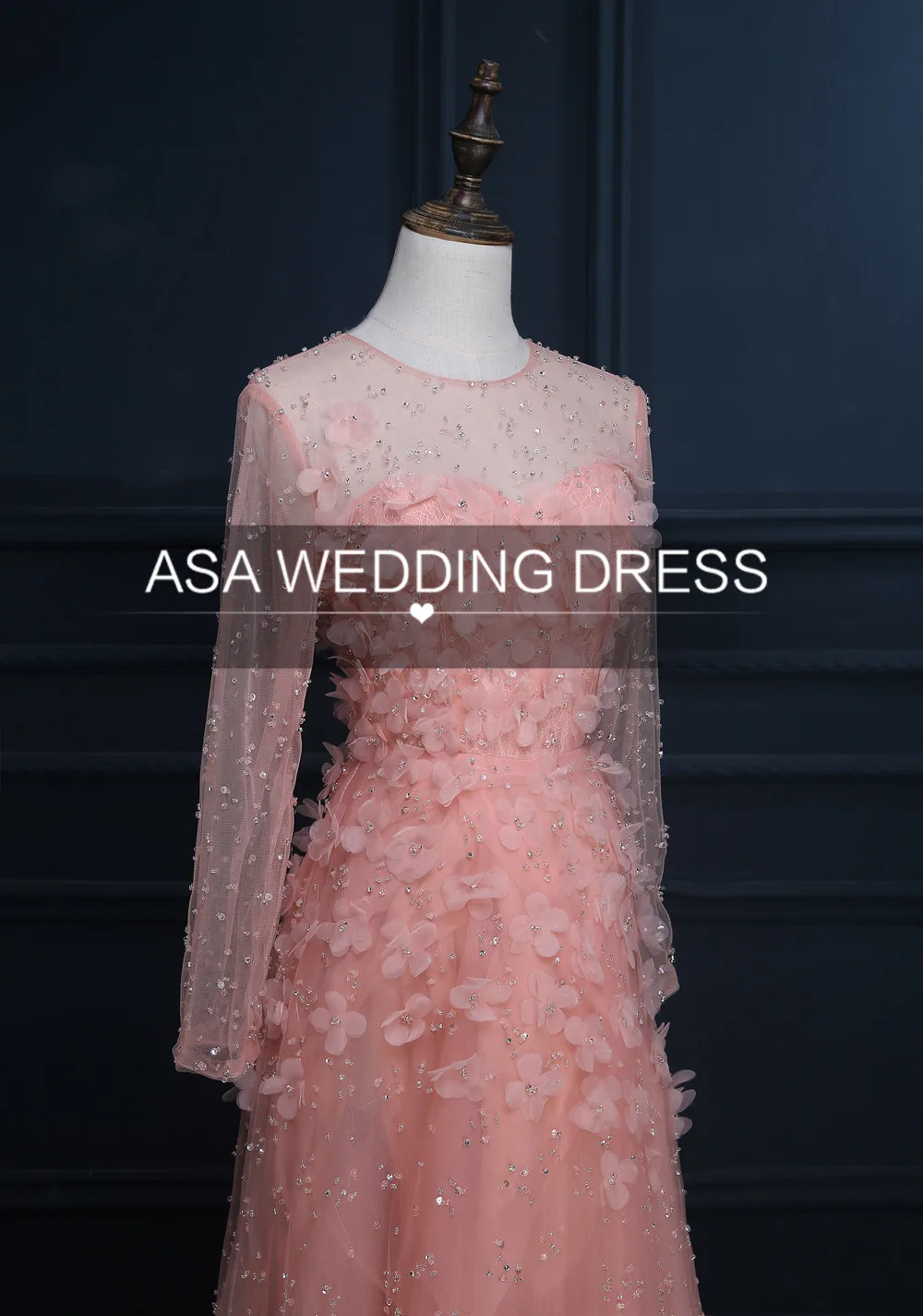 2019 Pink Prom Dresses Long Prom Dresses Long Sleeve See Through Tulle Prom Dress vestido de festa Luxurious Evening Gowns