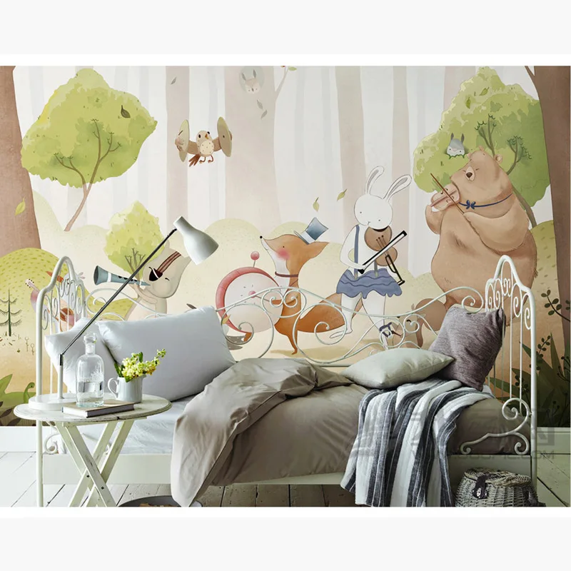 Настенные бумажные стикеры для детской спальни Мультяшные лесные животные