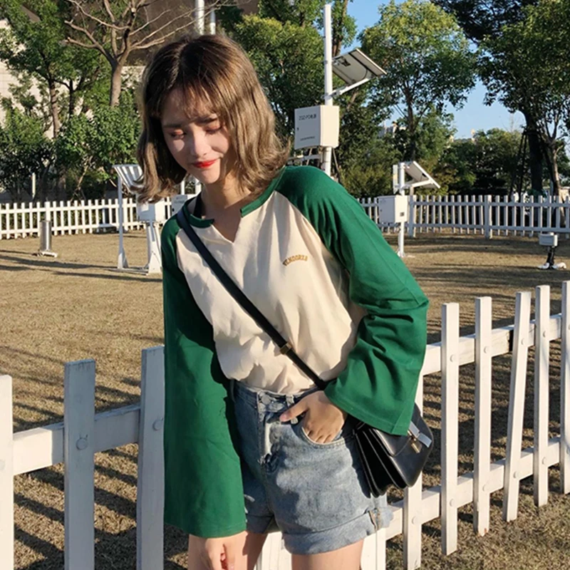 Модная женская футболка YouGeMan осень 2021 одежда корейский стиль Ulzzang Harajuku с длинным