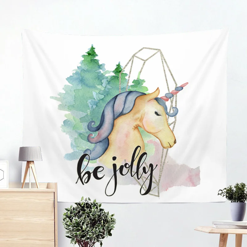 Постельные принадлежности на выход Единорог гобелен розовый и белый