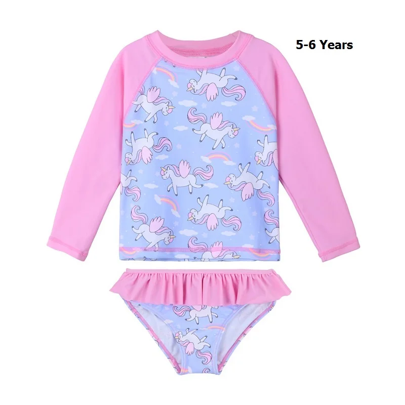 S307 unicornblue 6A BAOHULU/детские купальные костюмы с длинными рукавами и цветочным рисунком для девочек UPF50+ детские купальные костюмы для маленьких девочек - Цвет: S307 unicornblue 6A