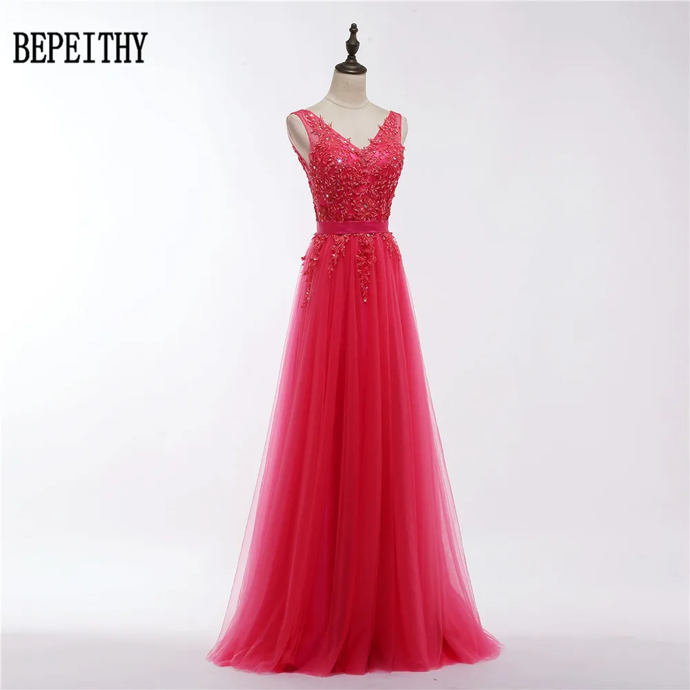 BEPEITHY Robe De Soiree Sexy 2019 Red Lace Beading Backless Long Evening Dresses Bride Banquet Elegant Floor-length Prom Dress | Свадьбы и