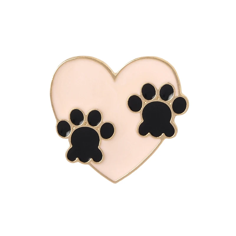paws Милые забавные розовые сердца коллекция Эмаль Булавка сумка со значком Броши Одежда нагрудные булавки Пользовательские мультфильм животных ювелирные изделия подарок для девочек - Окраска металла: paws