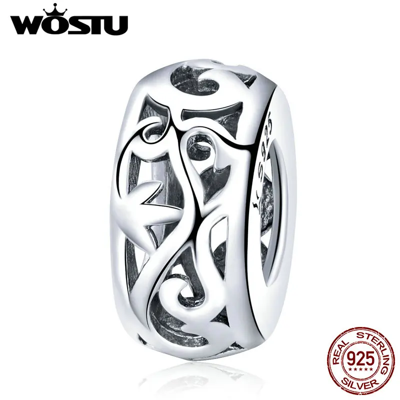 WOSTU, лидер продаж, настоящее 925 пробы, серебряная трава, узор, разделитель, шарм, подходит для браслета из бисера, S925 серебро, сделай сам, ювелирное изделие, подарок CQC716
