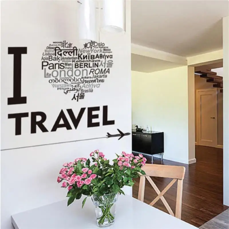 

Настенные виниловые наклейки с надписью «Love heart Travel»