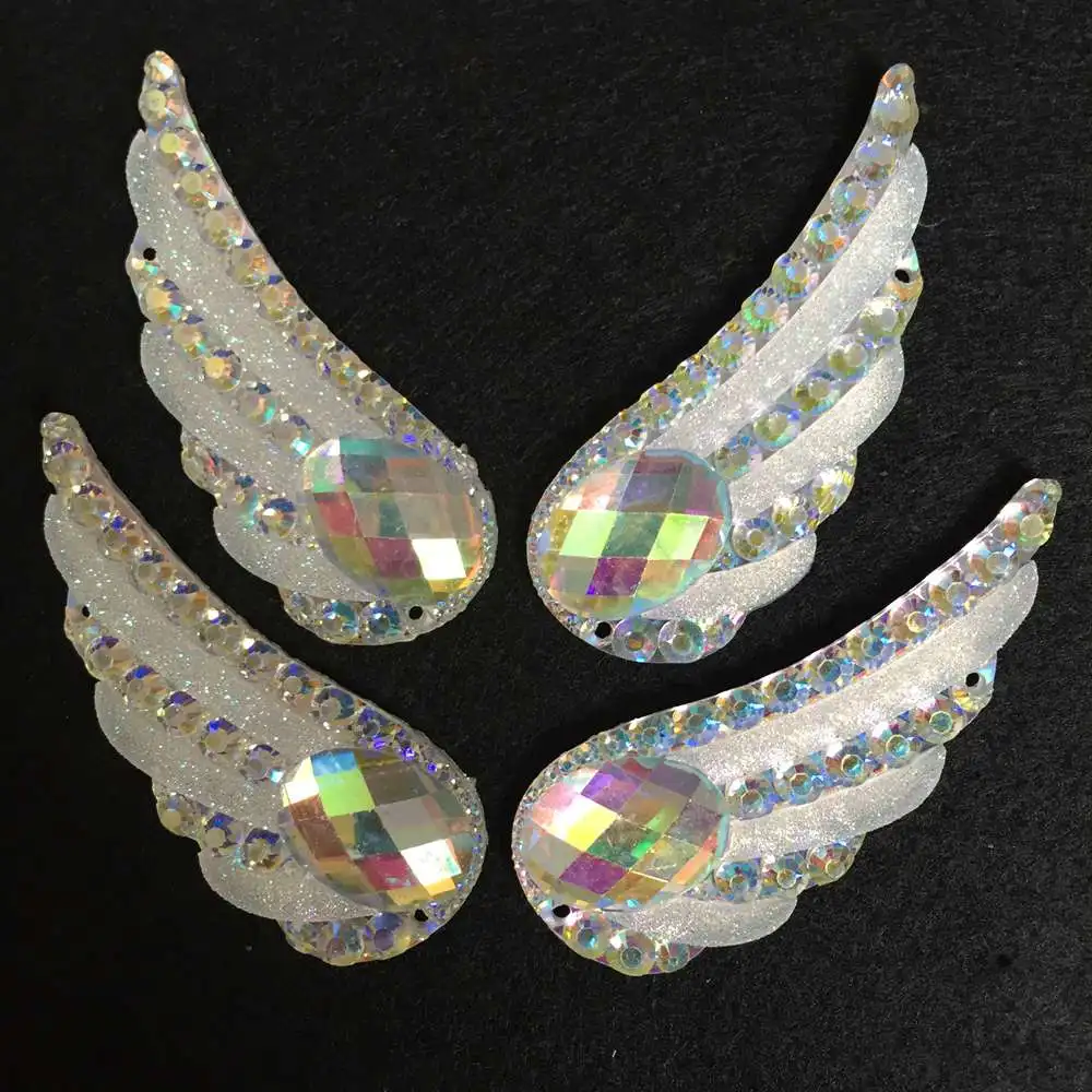Новинка 6 шт. блестящие AB полимерные Крылья Ангела плоская задняя стразы