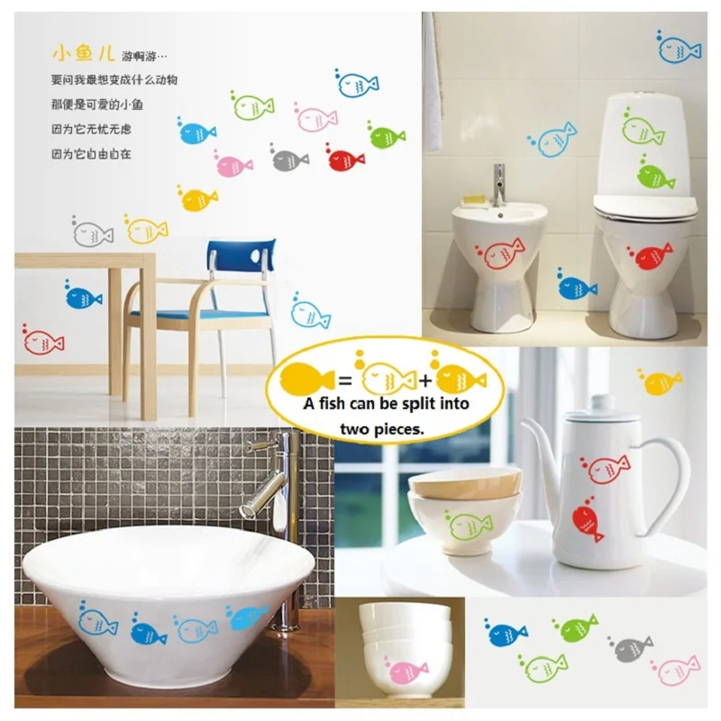Наклейка на стену для детской комнаты ванной комнаты|sticker for kids room|cartoon wall stickersfish