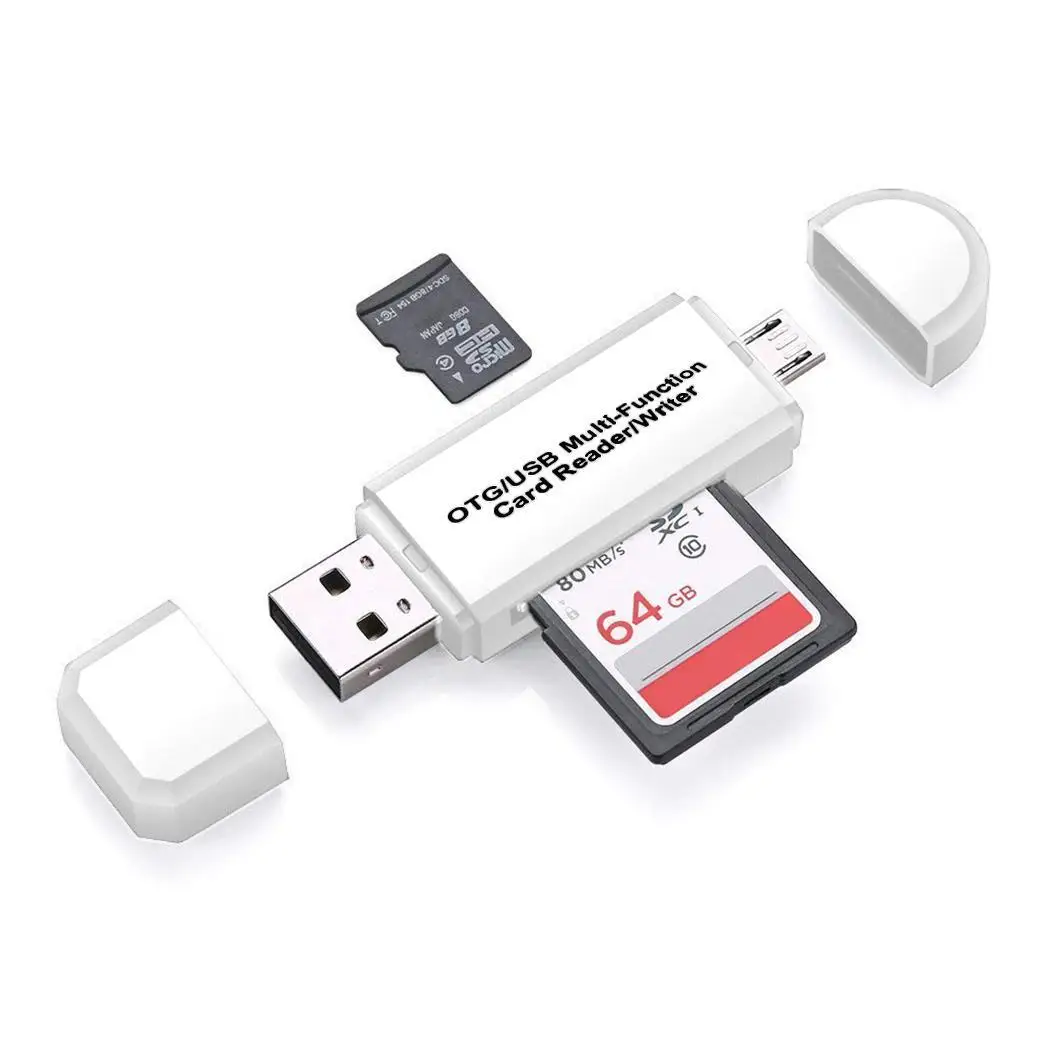 Портативный USB 2,0 High Speed кард-ридер для MicroSD, SD, tf-смартфона компьютера Windoes 8,7, Vista XP и т. д - Цвет: white