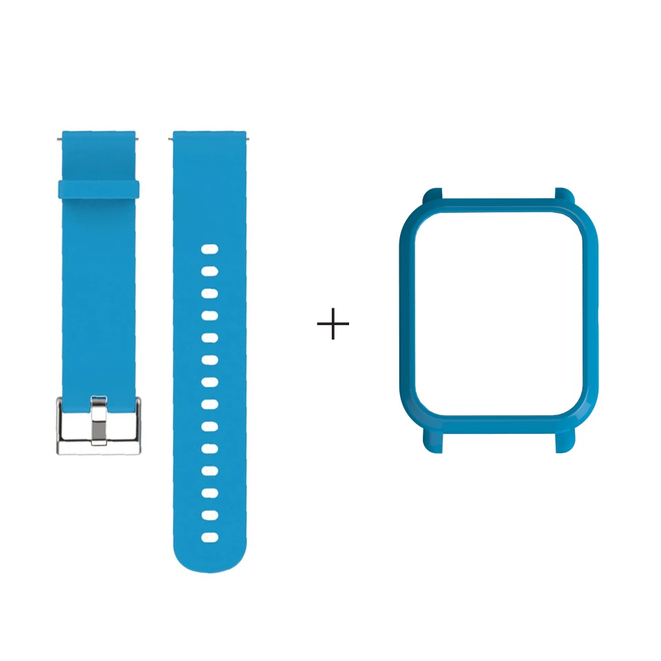 Blue Mijobs 20 мм ремешок браслет защитный чехол крышка ПК оболочка для Huami Xiaomi Amazfit GTS Bip BIT PACE Lite Смарт-часы ремешок - Цвет: Blue