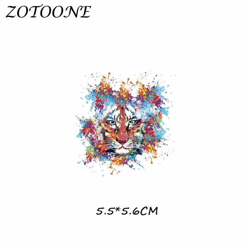 Цветные нашивки ZOTOONE с тигром для одежды футболок животных глажки наклейки
