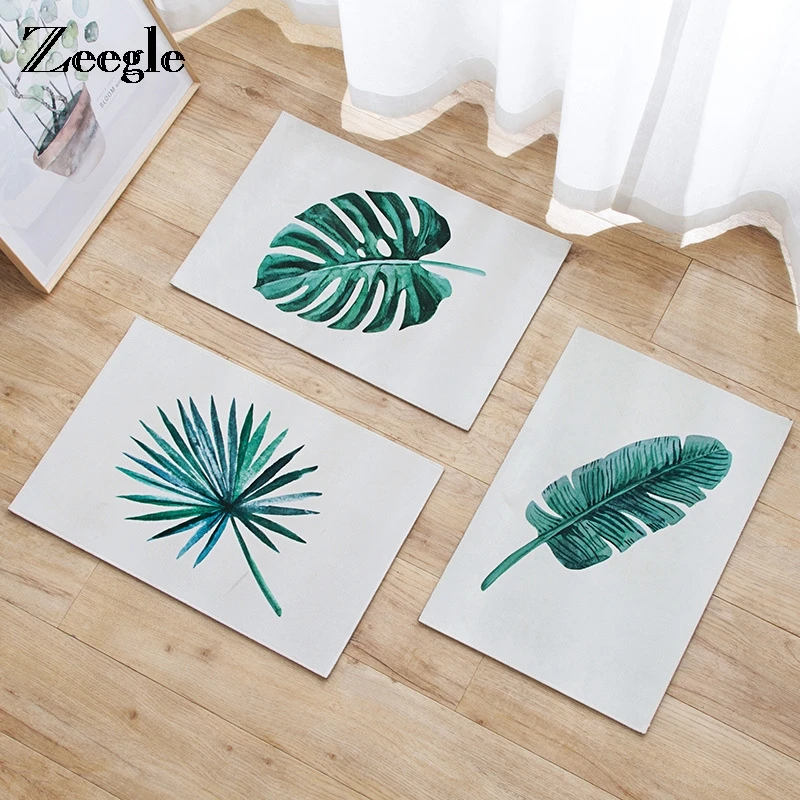 Zeegle Door Mat Leaves Pattern Floor Welcome Home Mats Soft Carpet Children Bedroom Bedside Rugs | Дом и сад