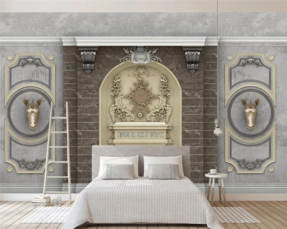 beibehang Customized retro embossed French carved simple European TV background papel de parede wallpaper papier peint behang |