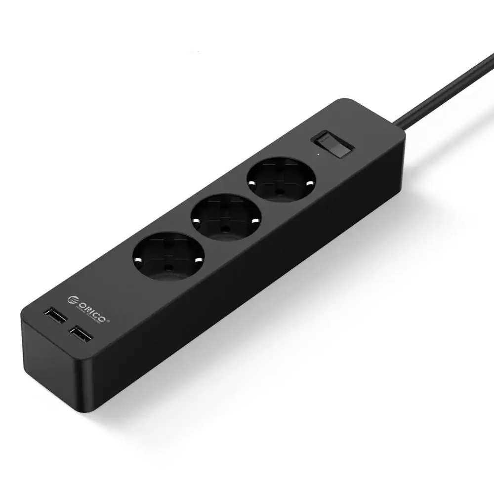 ORICO EU/UK Защита от перенапряжения USB блок питания с 2/4 USB зарядное устройство 4 разъем переменного тока мульти-розетка зарядное устройство для телефона для дома и офиса - Тип штекера: GPC-3A2U EU Plug BK