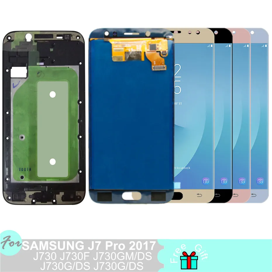ЖК-дисплей для samsung Galaxy J7 Pro J730 J730F SM-J730F/G/GM/FN/DS кодирующий преобразователь сенсорного экрана в сборе сменная рамка
