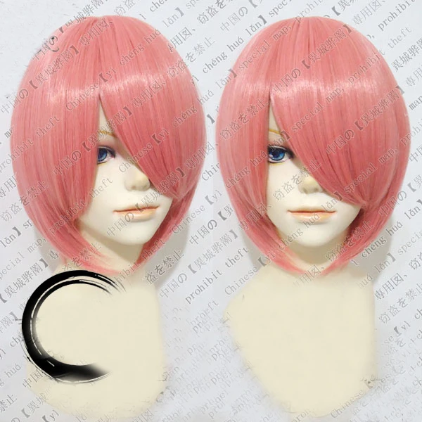 Парик для косплея Inu x Boku SS Roromiya Karuta термостойкие короткие розовые волосы с двумя