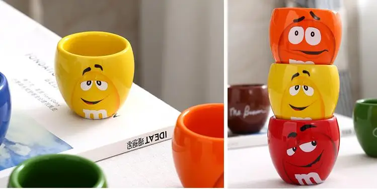M& M кофейные кружки, милые чайные чашки и кружки, креативные Мультяшные кружки, посуда для напитков, ограничитель продукта
