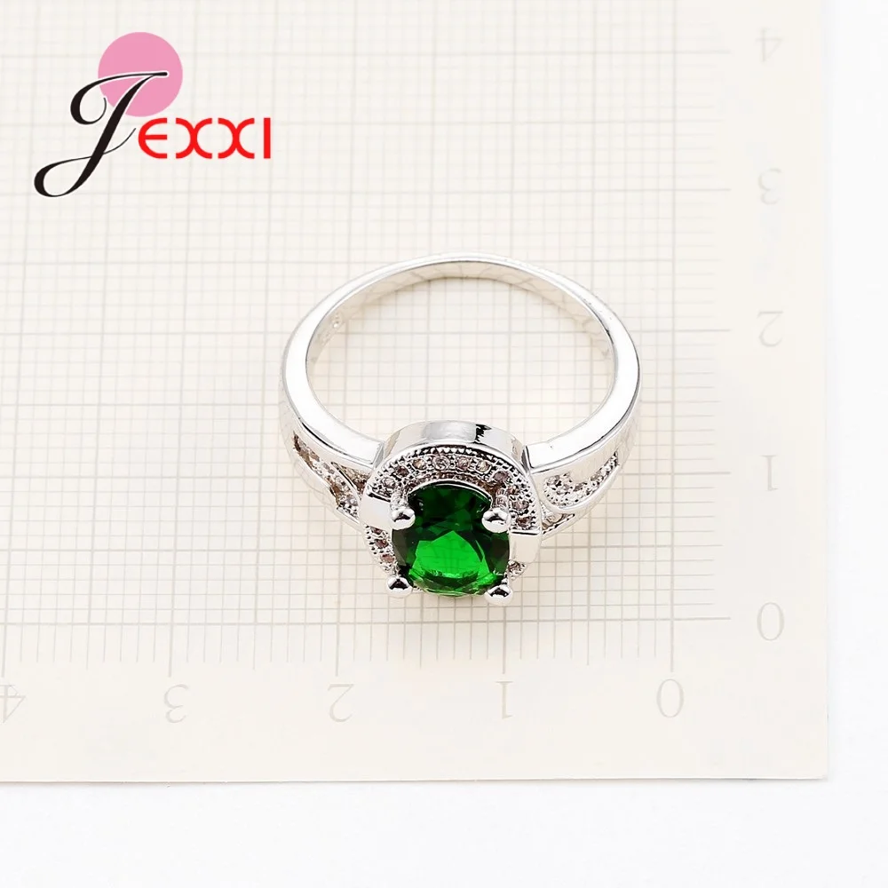 Женское кольцо из серебра 925 пробы с зеленым кристаллом|wedding engagement ring|crystal ringengagement