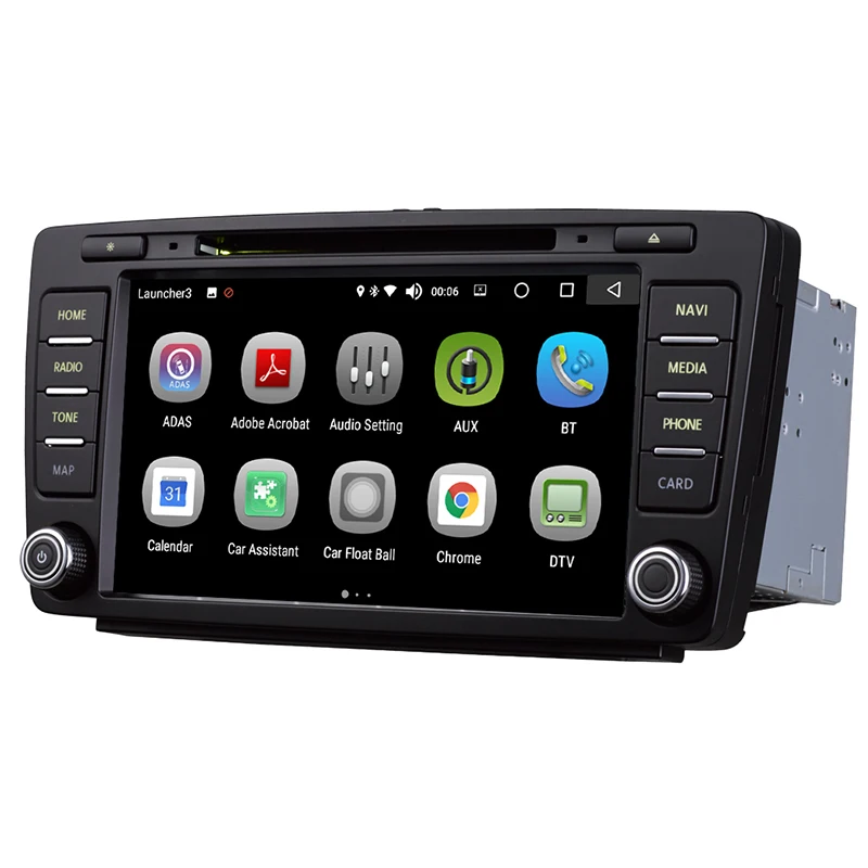 Автомобильный DVD плеер 1 Din с 8 &quotAndroid 7 Bluetooth Wi Fi радио GPS навигацией для Skoda Octavia 2007