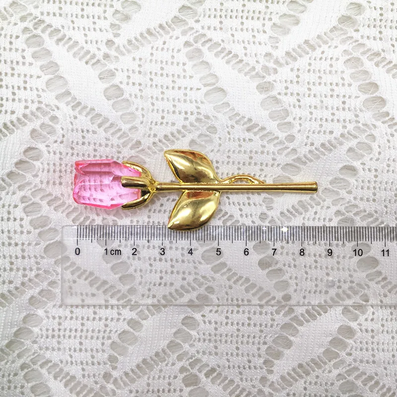 

12pcs/lot Wedding Favors and Gifts Back Gifts for Guests Bridal Shower Gifts Golden Color Pink Crystal Rose Birthday Gifts