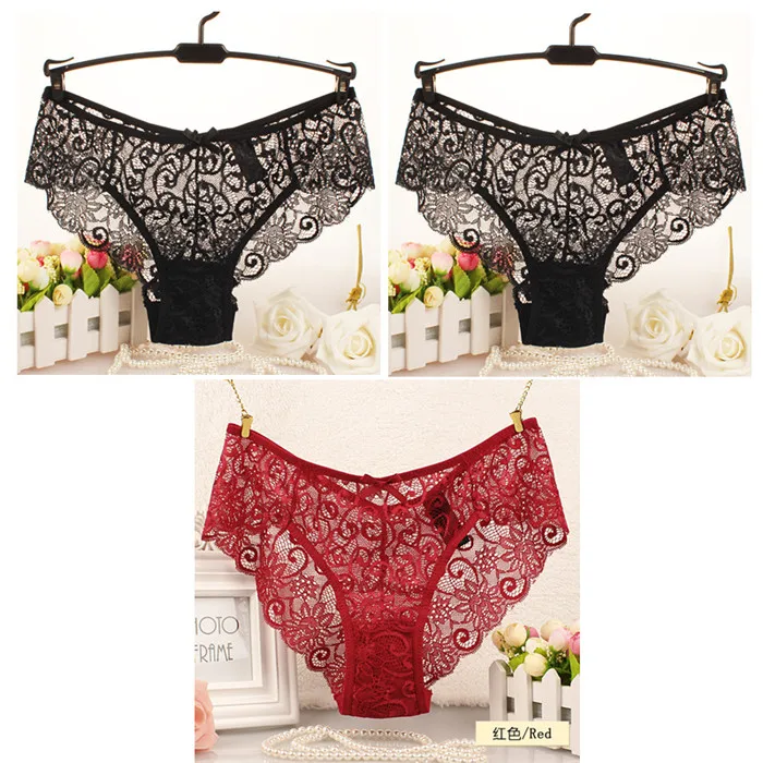 black black red Новое поступление, женское нижнее белье, сексуальные кружевные трусики большого размера, полностью кружевные дизайнерские трусы большого размера, /Розничная WP04 - Цвет: black black red