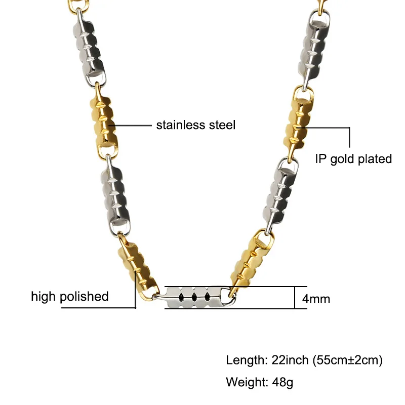 Хип Золото Цвет 55 см длина 4 мм ширина треугольник Абердин цепь ожерелья