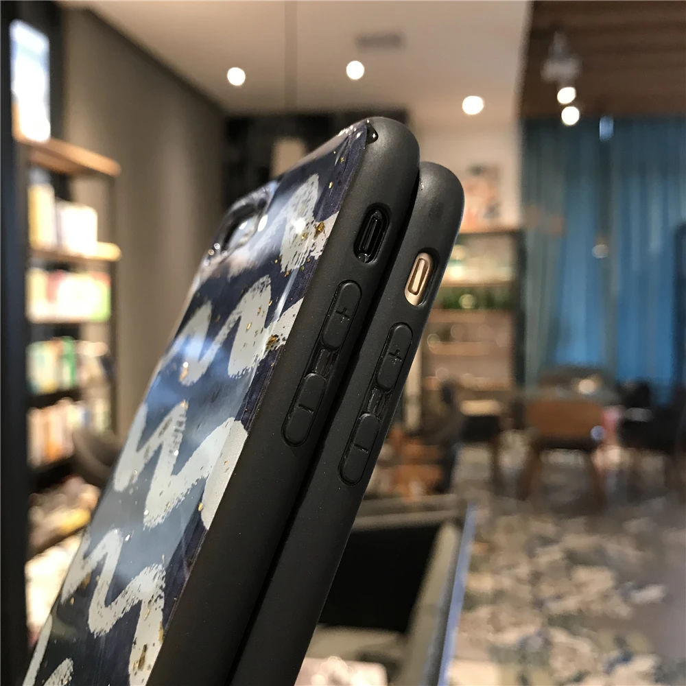 Роскошный блестящий чехол с золотой фольгой для телефона iPhone 7 8 6 6s Plus SE мягкий
