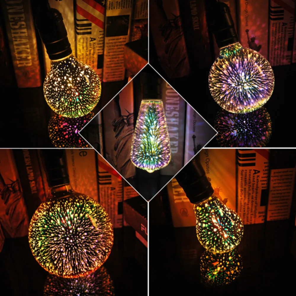 Светодиодная лампа 3D декоративная 85 265 в ST64 G95 G80 G125 A60 бутылка сердце E27