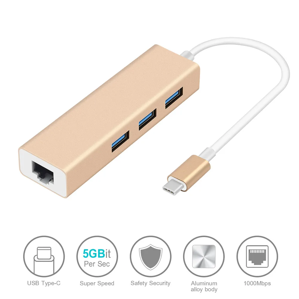Basix usb 3 1 Type C концентратор для Ethernet Rj45 Lan адаптер порта типа Hub1000Mbps Gigabit USB3.0 сетевая
